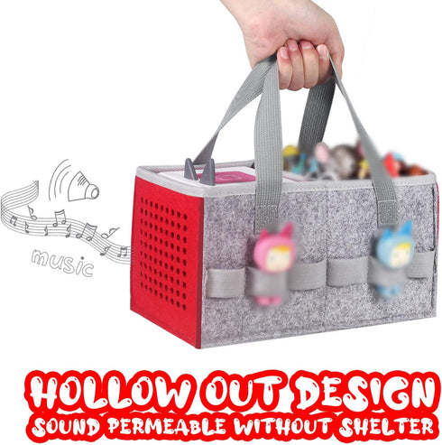Carrying Case for Tonies Starter Set - Storage Bag for Tonies Figurine, Red Felt Cloth Toy Bag