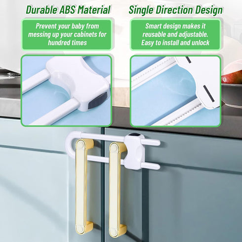 6 Packs Sliding Cabinet Locks, Modacraft Baby Proofing U-Shaped Child Safety Latches for Handles