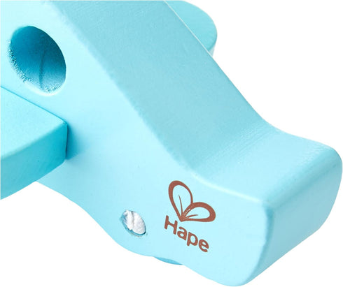 Hape Little Plane Kid's Wooden Toy Vehicle, Blue and Beige, L: 4.9, W: 2.6, H: 3.8 inch