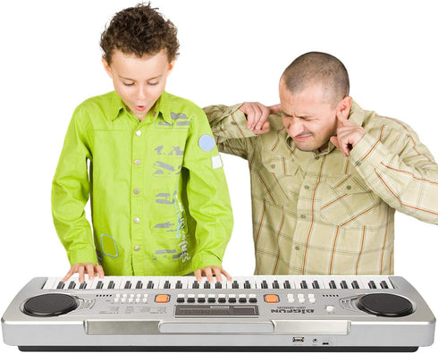 LeeQee Digital Keyboard Piano for Kids - 61 Keys Multifunction Electric Piano with Microphone for Ages 3-12 (Silver)