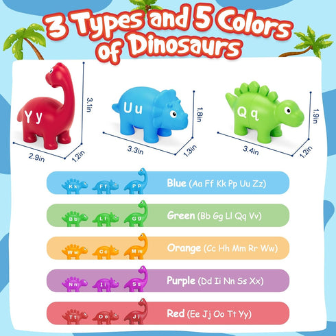 Kasfalci Alphabet Learning Toys, Dinosaur Toys for Kids, ABC Learning for Toddlers, Matching Letter Game,Color