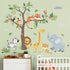 decalmile Jungle Animals Tree Wall Decals Elephant Giraffe Lion Safari Wall Stickers Baby Nursery Kids Bedroom Living
