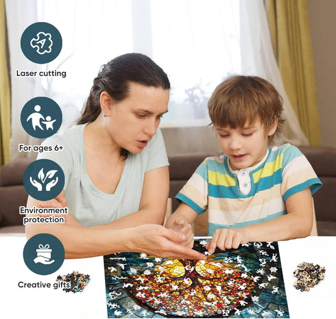 500 16.7x11.1 Qiuenisray Mother's Day Wooden Puzzles for Adults Pieces, Mosaic Tree of Life Jigsaw Puzzles, Beautiful