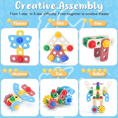 Set, Set 3 3 4 5 REXBETI Kids Tool Wooden Toddler Tool with Apron, Toddler Tool Bench, Educational Montessori Toys