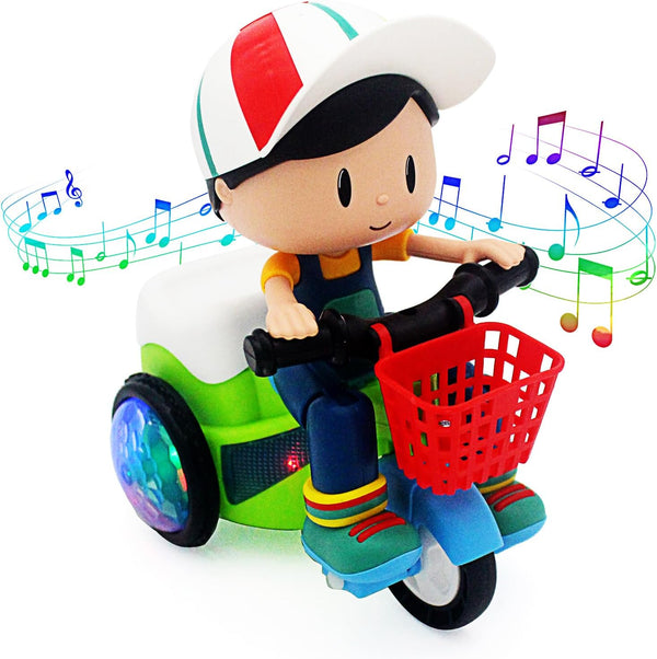 Tipmant Baby Toddler Electric Tricycle Toy, Cartoon Motorcycle Vehicle with Music and Lights, Kids Birthday Gifts