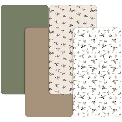 CroBlissful 4 Pack Mallard Duck Baby Crib Fitted Sheet 52'' x 28''