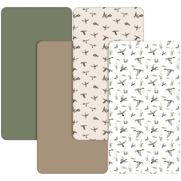 CroBlissful 4 Pack Mallard Duck Baby Crib Fitted Sheet 52'' x 28''