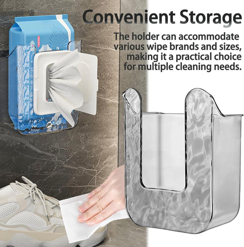 fernfern Kitchen Wipes Storage Box,Wall Mounted Flushable Wipes Holder,Clear Wipes Dispenser Wipe Tissue Storage Box