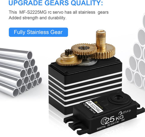 Beffkkip 2Pack 25KG 25T 180 Digital Servo Motor High Torque RC Servo Full Metal Gear Waterproof with Servo Arm for RC