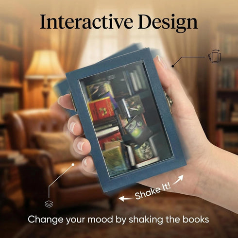 SIHPTO 60pcs Anxiety Mini Bookshelf Ornament Small Bookshelf Miniature Library with Mini BooksDoll House Decor Shake
