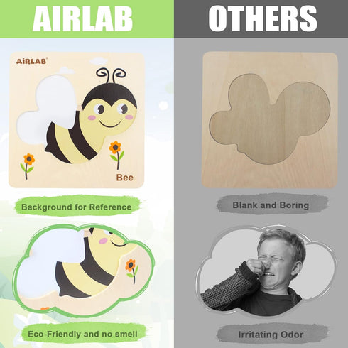 Wooden Toddlers Puzzles - Animal Shape Puzzle Educational Toys Gift for Boys Girls, Pack of 4 with Bag