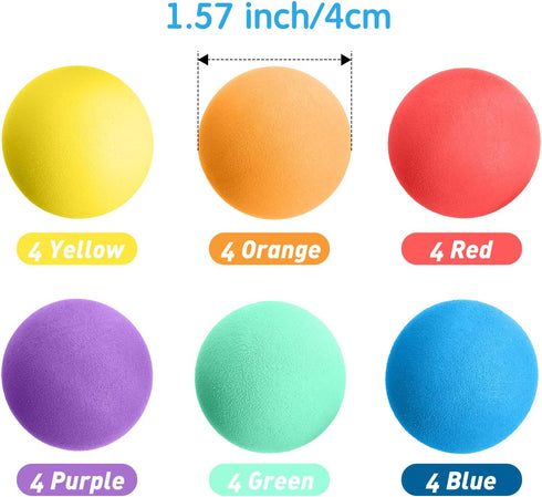 Gejoy 24 Pieces Soft Foam Balls, Lightweight Mini Balls for Safe Indoor Toys, Birthday Party Favors for Boys and Girls