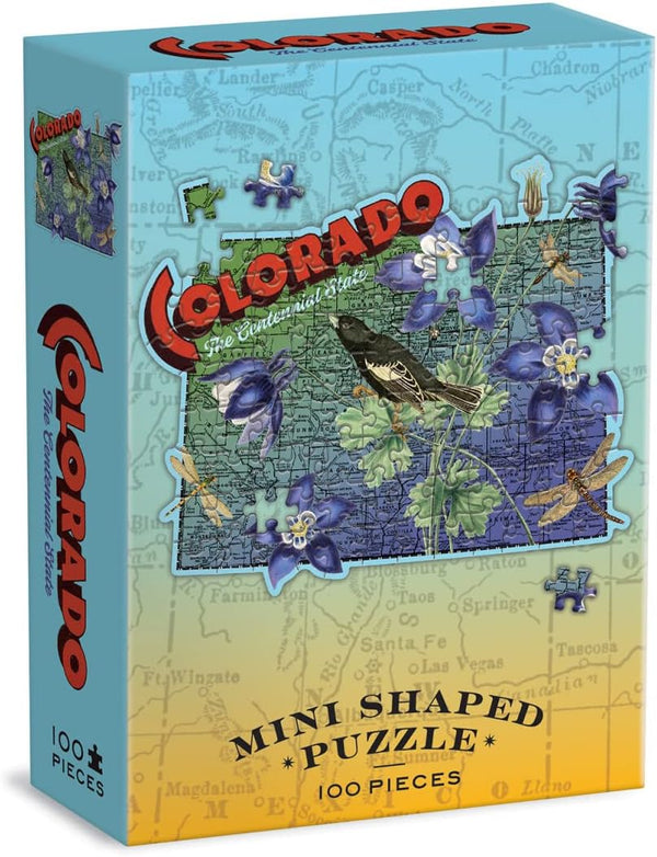Wendy Gold Colorado Shaped Mini Puzzle – 100 Pieces, 8” x 9.75”, Die-Cut Jigsaw Featuring Art by Wendy Gold