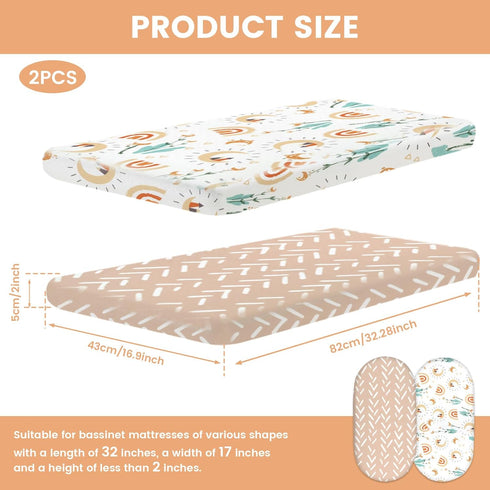 ZJRDYYK 2PCS 32.28 16.9 Inch 32" Long*17" Wide*2" Bedside Bassinet Fitted Sheet Cotton, * Baby Bassinet Sheet Cover