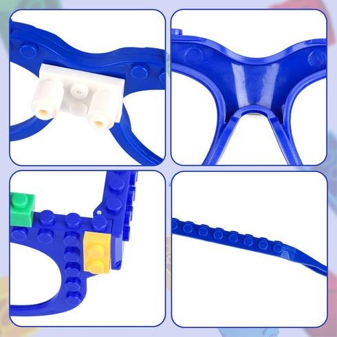 Hooqict 9 Pcs DIY Building Blocks Glasses, Party Supplies for Kids Adults Birthday Party Favors