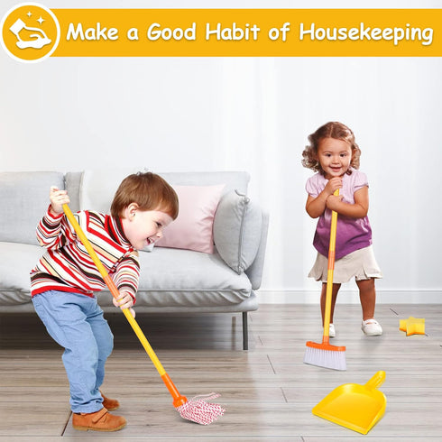 Set, 8 Set, Masthome Kids Cleaning Piece Cleaning Toys Includes Mop, Broom, Brush, Dustpan, Microfiber Cloth, Cleaning