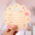 Penitue Hello World Newborn Signs, Wood Cute Baby Welcome Announcement Sign with Holder Birth Name Plaque for Photo