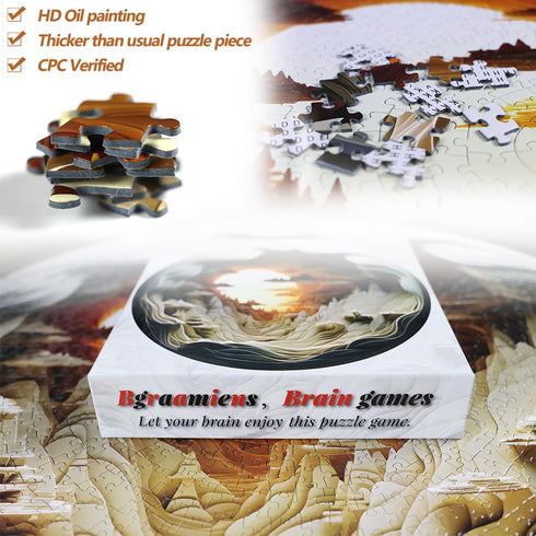 Bgraamiens Puzzle - 1000 Pieces - Dawn - 3D Visual Inside a Cave, Unique Hard Challenge
