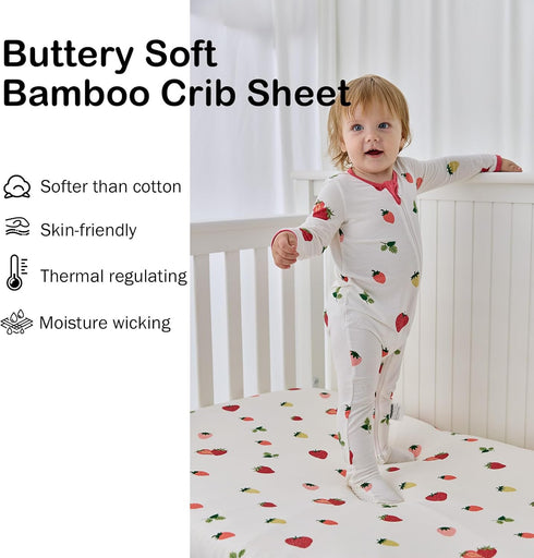 52" 28" BubblePanda Rayon Made from Bamboo Crib Sheets for Baby Boys Girls Neutral Soft Stretchy Fitted Crib Mattress