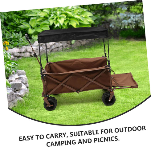 Foldable Outdoor Utility Wagon Canopy with Uv Protection and Rainproof Cover Fit for Strollers for Camping Picnic Beach