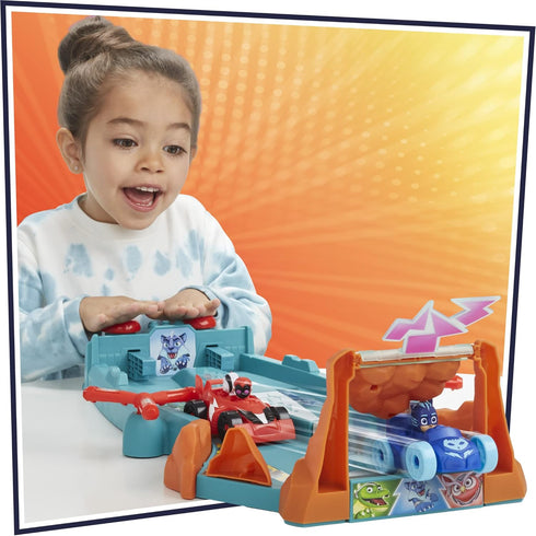 PJ Masks Animal Power Smash and Zoom Racetrack Toy, Zoomzania Raceway Vehicle Playset with 4 Cars for Kids Ages 3+