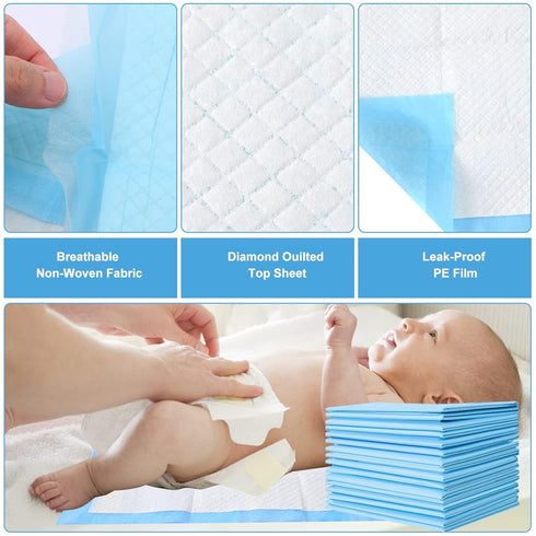 Bgtecho 100 Pack 17 13 Inch Disposable Changing Pads, X Disposable Pads for Baby, Waterproof Diaper Changing Pad