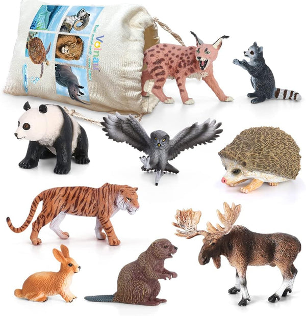 Volnau Safari Animal Figurines Toys, 9PCS Eurasia Figures for Toddlers, Kids Christmas Decoration Gift