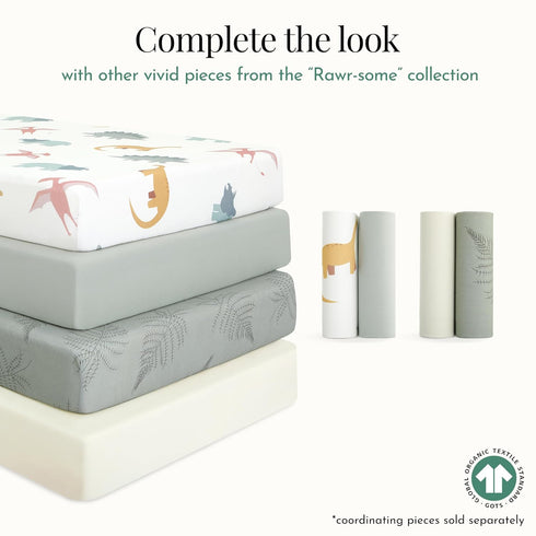 2 Pack Evolur Rawrsome Dark Crib Sheet, Fitted Crib Sheet for Standard Crib and Toddler Mattress, Soft and Breathable