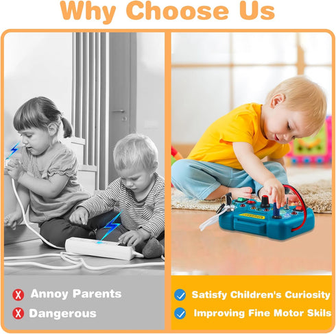Toddler Toys LED Busy Board - Montessori Toy for 1-3 Year Old, Kids Sensory Board for Learning Activities