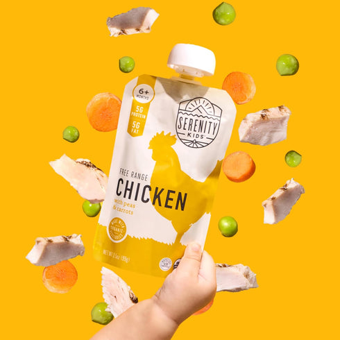 6+ 5g 3.5 Oz, Pack 12 Serenity Kids Months Chicken Baby Food Pouch - Protein Pouch with Protein - On-the-Go Toddler