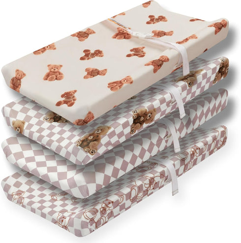 FIGEPO Fitted Baby Neutral Changing Pad Covers Bear and Buffalo Check Plaid Breathable