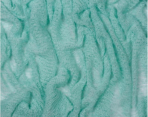 Newborn Baby Photography Prop Swaddle Cheesecloth Knit Crochet Wrap, 16 Colors Available (Mint)