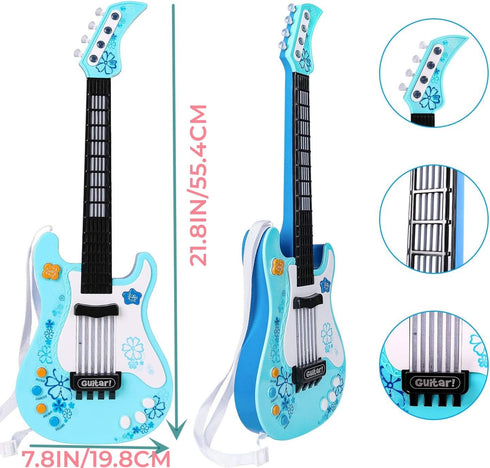 3 4 5 7 8 Kids Toddler Baby Childrens Electric Toy Guitar with Strap Ideal for Year Old Boys Girls Gifts(Blue)