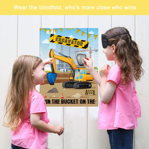 T-Antrix 21'' 28'' Sets Pin The Bucket on The Excavator Party Games -Construction Themed Birthday Games for Kids Boys