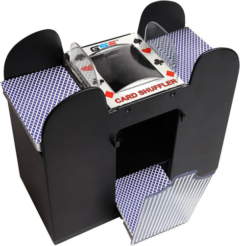 GSE Upgraded 1-6 Deck Automatic Card Shuffler, Battery-Operated Electric Shuffler for Playing Cards, Blackjack, UNO