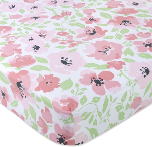 2 Pack 28x52 Standard Microfiber Fitted Crib Sheets for Baby Girl, Boy & Neutral, - (Roses & Flowers)