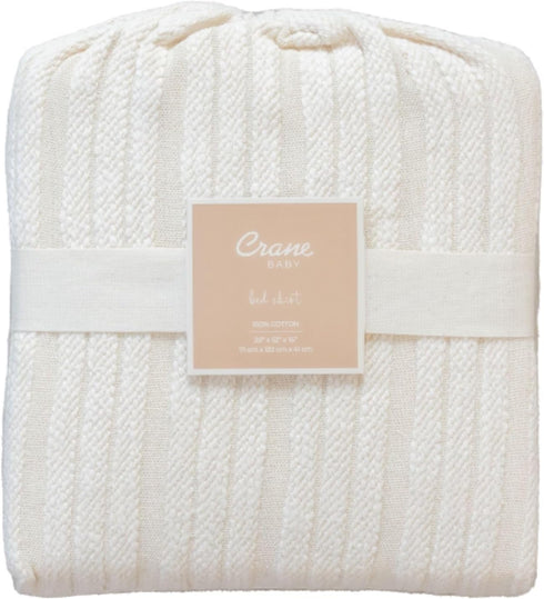 28w 52h 16d Crane Baby Wrap Around Bed Skirt for Crib, Cotton Crib Skirt for Boy's and Girl's Nursery, Natural, x x