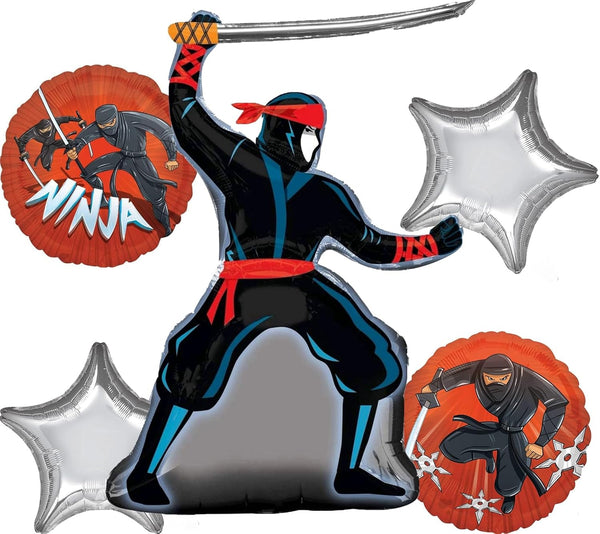 Anagram Stealth Ninja Birthday Party Supplies, 5pc Balloon Bouquet Decorations, BQ_4217