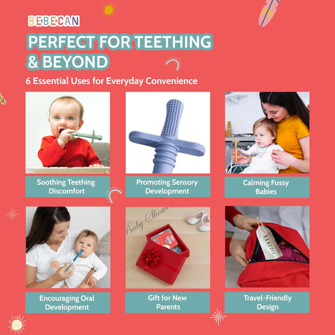 0-36 5 2 2 Bebecan Shielded Teething Tubes Baby Teething Relief Months, Anti-Choking Design, Clip-Attachable, BPA-Free