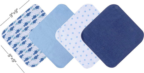 Viviland Baby Washcloths, Super Soft Bath Towels for Newborn, 24 Pack, Whale Bro Pattern, 9 x 9 Inch