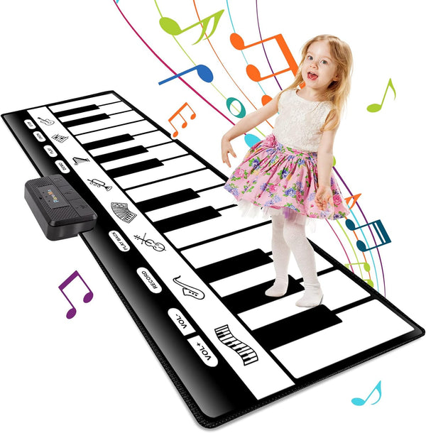 TWFRIC 6ft. Piano Mat with 24 Keys, 10 Demos, 8 Musical Instruments Sounds, 4 Play Modes, Giant Dance Floor