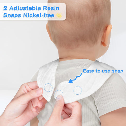 GROBRO7 8Pcs Muslin Baby Bibs - Soft Cotton Adjustable Snap Drool Bibs, Absorbent Feeding Bibs for Teething