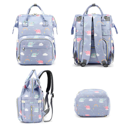 Yusudan Backpack Elephant Diaper Bag for Baby Girls, Mom Waterproof Large Nappy Bags for Women