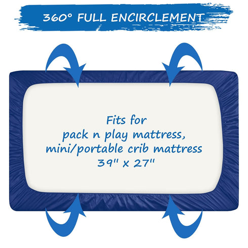 Soft & Silky Satin Pack and Play Playard Sheet for Boys and Girls, Mini Crib Mattress Cover (39"x27"x5"), Navy