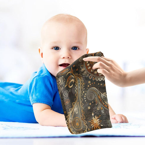 YETTASBIN 4 5 Pack Paisley Muslin Baby Hand Washcloths, Soft Cotton Bath Face Towel, Layers Extra Absorbent Feeding