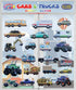 Cars and Trucks Window Clings for Kids & Toddlers by Jesplay USA - Reusable Gels & Decals, Puffy Sticker Activities