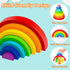 Wooden Rainbow Stacking Toy, Montessori Arch Bridge Building Blocks, Colorful Puzzles for Kids 2-5 Years Old, Rainbow
