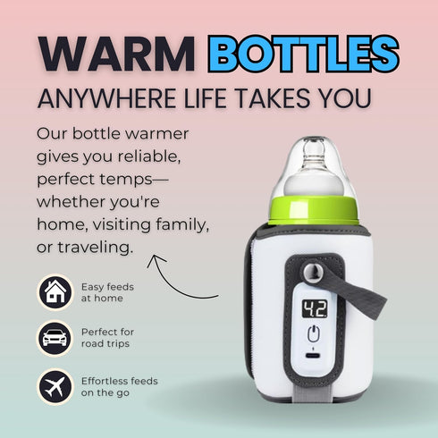 Generic 5 Settings, Portable Baby Bottle Warmer with Temperature Waterproof and Washable Design, Fits All Bottles, LED