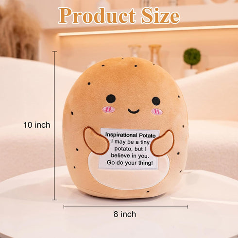 Finebee 10" Potato Plush, Cute Potato Stuffed Animal, Positive Doll Funny Reduce Pressure Toy Cheer Up Gifts for Girls