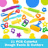 21pcs Dough Tools Dough Tools Play for Kids Clay Accessories with Rolling Pins,Cutters,Roller,Safety Scissors,Plastic